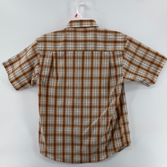 🎁5/$25 BoardSport Shirt Men's Small Button Up Short Sleeve Brown Blue Plaid - Picture 8 of 12
